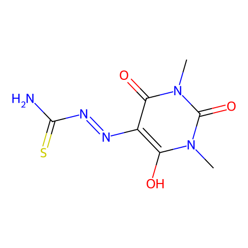 [(1,3-Dimethyl-2,4,6-trioxo-1,3-diazinan-5-ylidene)amino]thiourea structure