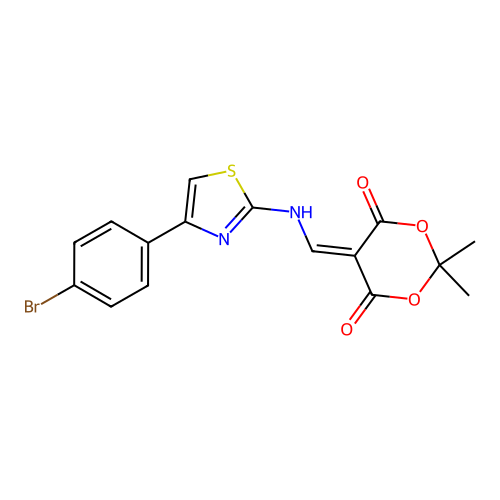 5-(((4-(4-BROMOPHENYL)(2,5-THIAZOLYL))AMINO)METHYLENE)-2,2-DIMETHYL-1,3-DIOXANE-4,6-DIONE structure