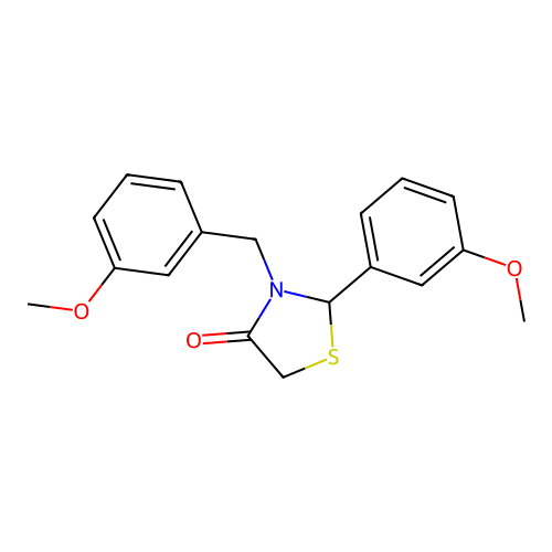 4-Thiazolidinone, 2-(3-methoxyphenyl)-3-[(3-methoxyphenyl)methyl]- structure