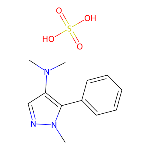Pyrazole, 4-(dimethylamino)-1-methyl-5-phenyl-, sulfate structure