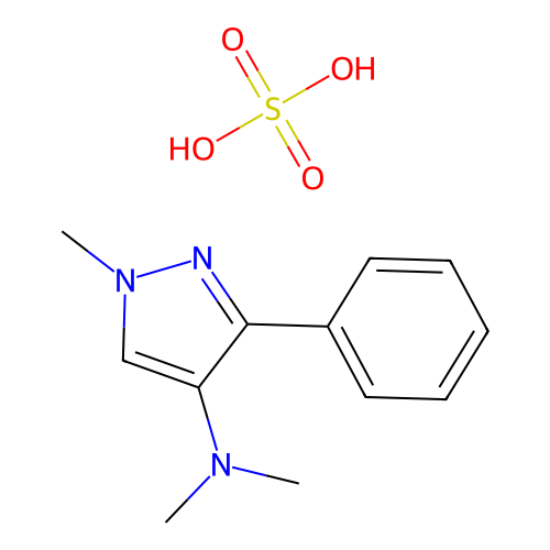Pyrazole, 4-(dimethylamino)-1-methyl-3-phenyl-, sulfate structure