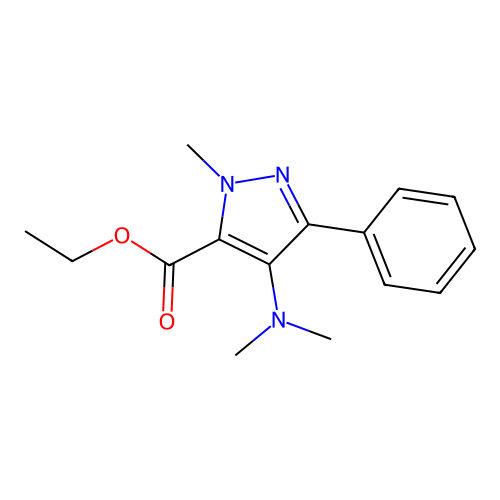 5-Pyrazolecarboxylic acid, 4-(dimethylamino)-1-methyl-3-phenyl-, ethyl ester structure