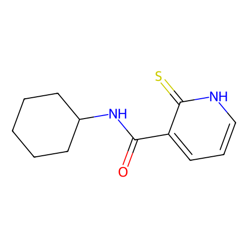 N-cyclohexyl-2-sulfanyl-pyridine-3-carboxamide structure
