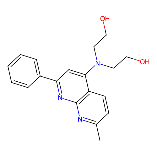 2-[2-Hydroxyethyl-(7-methyl-2-phenyl-1,8-naphthyridin-4-yl)amino]ethanol structure