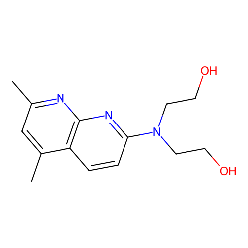 2,2'-[(5,7-Dimethyl-1,8-naphthyridin-2-yl)azanediyl]di(ethan-1-ol) structure
