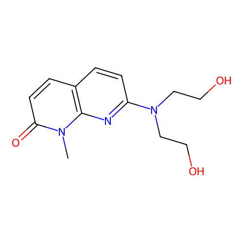 7-[Bis(2-hydroxyethyl)amino]-1-methyl-1,8-naphthyridin-2-one structure
