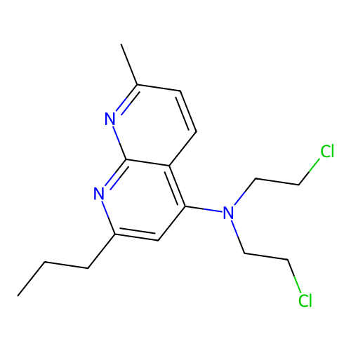 N,N-bis(2-chloroethyl)-7-methyl-2-propyl-1,8-naphthyridin-4-amine structure