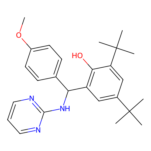 2,4-Ditert-butyl-6-[(4-methoxyphenyl)-(pyrimidin-2-ylamino)methyl]phenol structure