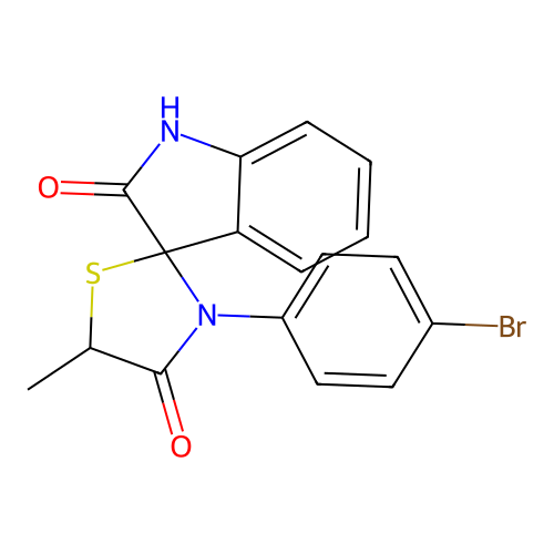 3-(4-bromophenyl)-5-methylspiro[1,3-thiazolidine-2,3'-1H-indole]-2',4-dione structure