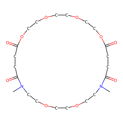 15,24-Dimethyl-1,4,7,10,18,21-hexaoxa-15,24-diazacyclooctacosane-11,14,25,28-tetrone structure