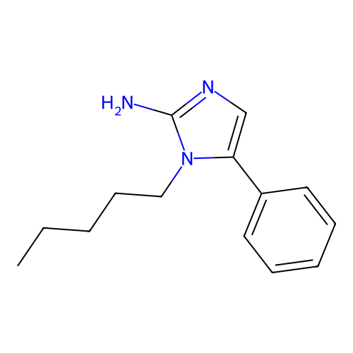 1-pentyl-5-phenyl-1H-imidazol-2-amine structure