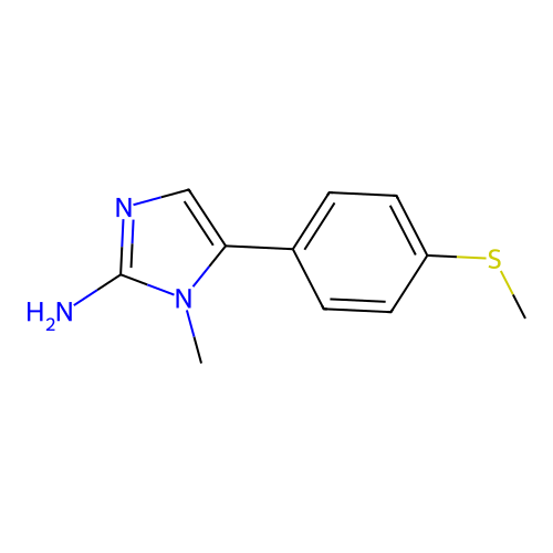 1-methyl-5-[4-(methylthio)phenyl]-1H-imidazol-2-amine structure