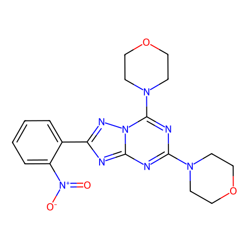 2-(2-(Hydroxy(oxido)amino)phenyl)-5,7-di(4-morpholinyl)(1,2,4)triazolo(1,5-a)(1,3,5)triazine structure