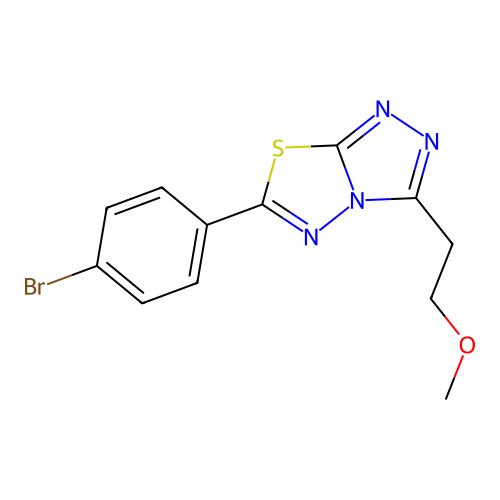 6-(4-Bromophenyl)-3-(2-methoxyethyl)[1,2,4]triazolo[3,4-b][1,3,4]thiadiazole structure
