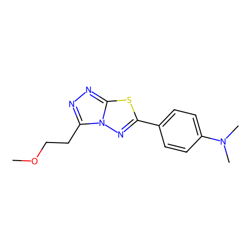 4-[3-(2-methoxyethyl)-[1,2,4]triazolo[3,4-b][1,3,4]thiadiazol-6-yl]-N,N-dimethylaniline structure