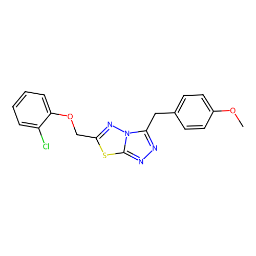 6-[(2-chlorophenoxy)methyl]-3-(4-methoxybenzyl)[1,2,4]triazolo[3,4-b][1,3,4]thiadiazole structure