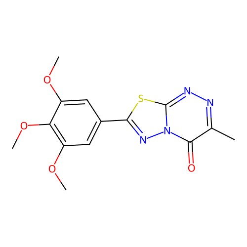 3-methyl-7-(3,4,5-trimethoxyphenyl)-4H-[1,3,4]thiadiazolo[2,3-c][1,2,4]triazin-4-one structure