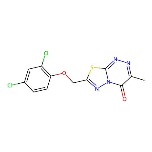 7-[(2,4-dichlorophenoxy)methyl]-3-methyl-4H-[1,3,4]thiadiazolo[2,3-c][1,2,4]triazin-4-one structure
