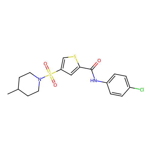 N-(4-Chlorophenyl)-4-[(4-methyl-1-piperidinyl)sulfonyl]-2-thiophenecarboxamide structure