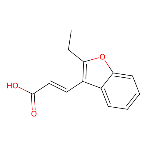 (2E)-3-(2-ethyl-1-benzofuran-3-yl)acrylic acid structure