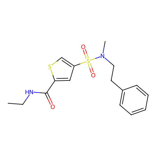 N-ethyl-4-[methyl(2-phenylethyl)sulfamoyl]thiophene-2-carboxamide structure