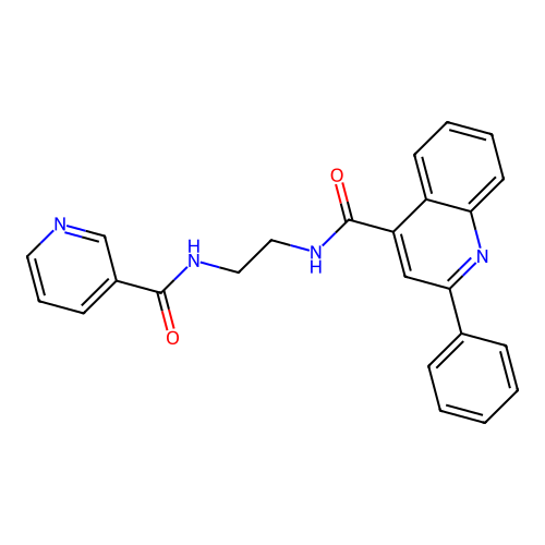 2-phenyl-N-{2-[(pyridin-3-ylcarbonyl)amino]ethyl}quinoline-4-carboxamide structure