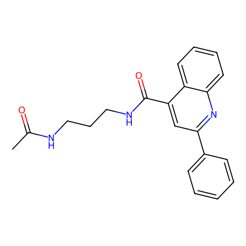 N-[3-(acetylamino)propyl]-2-phenylquinoline-4-carboxamide structure