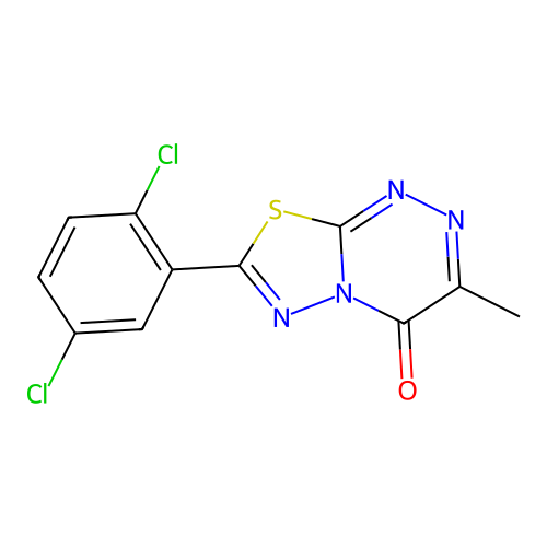 7-(2,5-dichlorophenyl)-3-methyl-4H-[1,3,4]thiadiazolo[2,3-c][1,2,4]triazin-4-one structure