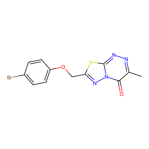 7-[(4-bromophenoxy)methyl]-3-methyl-4H-[1,3,4]thiadiazolo[2,3-c][1,2,4]triazin-4-one structure