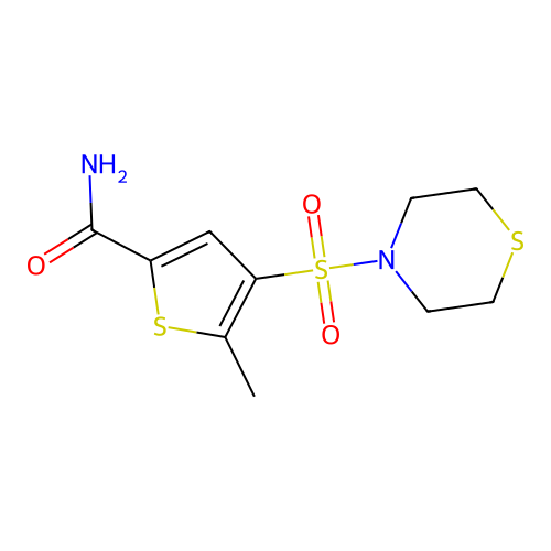 5-Methyl-4-(4-thiomorpholinylsulfonyl)-2-thiophenecarboxamide structure