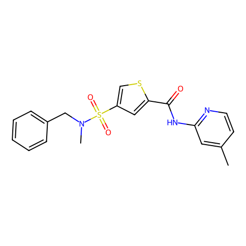 4-[benzyl(methyl)sulfamoyl]-N-(4-methylpyridin-2-yl)thiophene-2-carboxamide structure