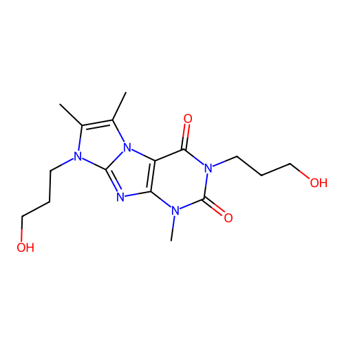 2,6-Bis(3-hydroxypropyl)-4,7,8-trimethylpurino[7,8-a]imidazole-1,3-dione structure