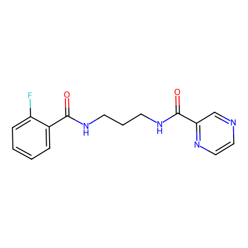 N-{3-[(2-fluorobenzoyl)amino]propyl}-2-pyrazinecarboxamide structure