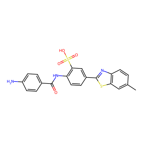 2-((4-Aminobenzoyl)amino)-5-(6-methyl-2-benzothiazolyl)benzenesulfonic acid structure