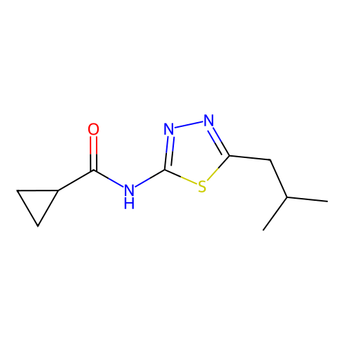 N-(5-isobutyl-1,3,4-thiadiazol-2-yl)cyclopropanecarboxamide structure