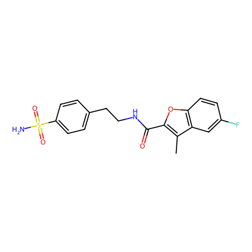 5-fluoro-3-methyl-N-[2-(4-sulfamoylphenyl)ethyl]-1-benzofuran-2-carboxamide structure