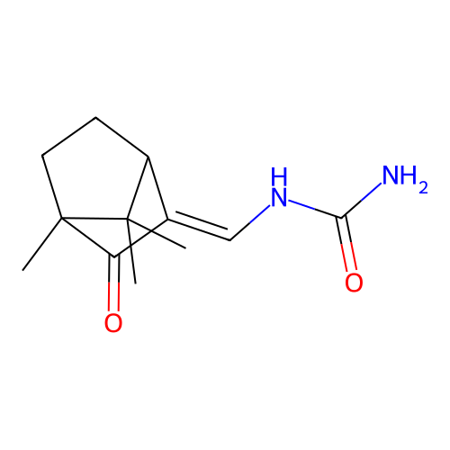 (4,7,7-Trimethyl-3-oxo-2-bicyclo[2.2.1]heptanylidene)methylurea structure
