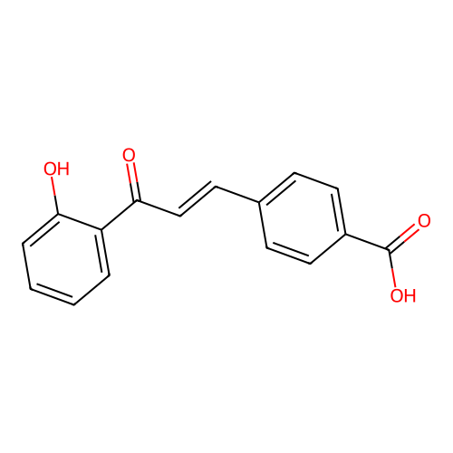 (E)-4-(3-(2-Hydroxyphenyl)-3-oxoprop-1-en-1-yl)benzoic acid structure