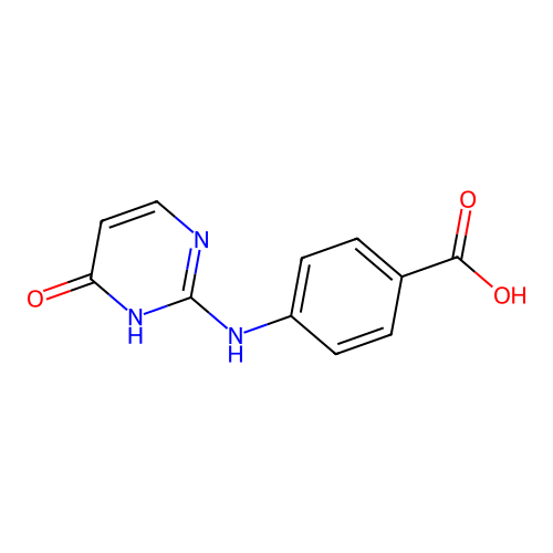 4-[(6-oxo-1H-pyrimidin-2-yl)amino]benzoic acid structure