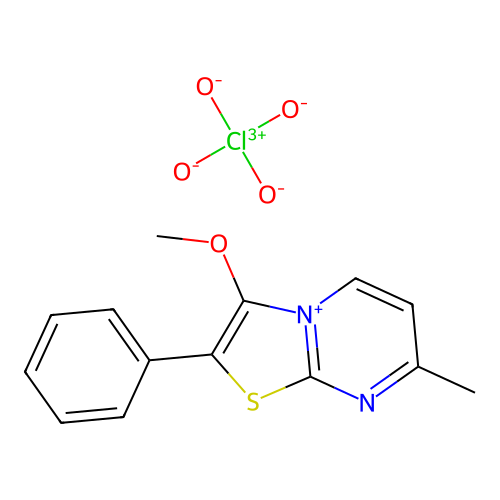 Thiazolo(3,2-a)pyrimidin-4-ium, 3-methoxy-7-methyl-2-phenyl-, perchlorate structure