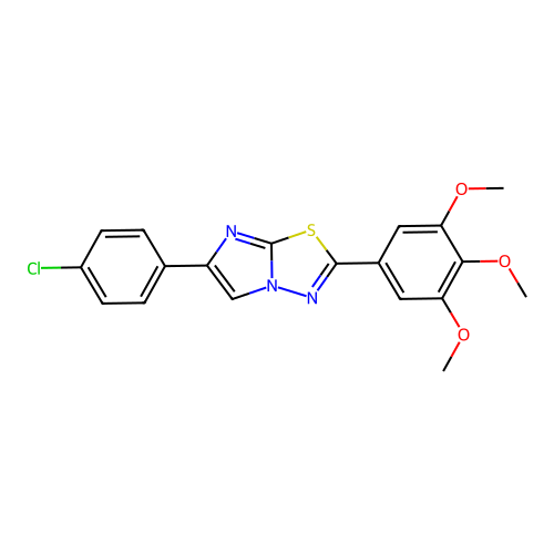 Imidazo(2,1-b)-1,3,4-thiadiazole, 6-(4-chlorophenyl)-2-(3,4,5-trimethoxyphenyl)- structure