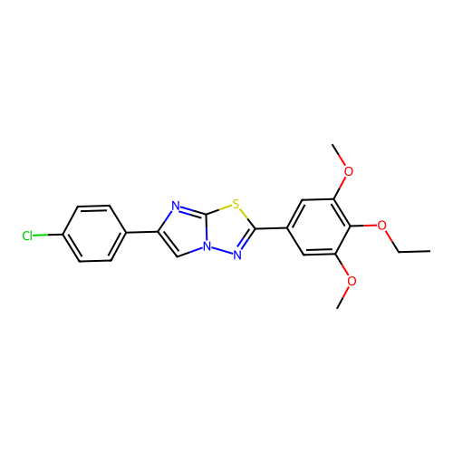 6-(4-chlorophenyl)-2-(4-ethoxy-3,5-dimethoxyphenyl)imidazo[2,1-b][1,3,4]thiadiazole structure