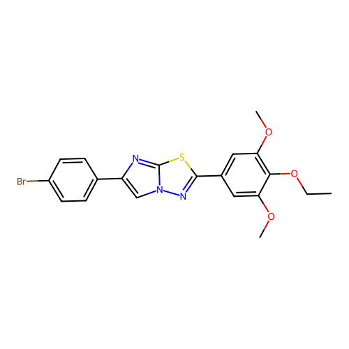Imidazo(2,1-b)-1,3,4-thiadiazole, 6-(4-bromophenyl)-2-(3,5-dimethoxy-4-ethoxyphenyl)- structure