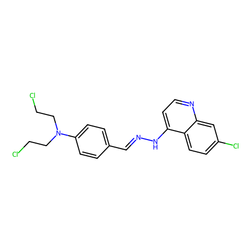 N-[[4-[BIS(2-CHLOROETHYL)AMINO]PHENYL]METHYLIDENEAMINO]-7-CHLORO-QUINO LIN-4-AMINE structure