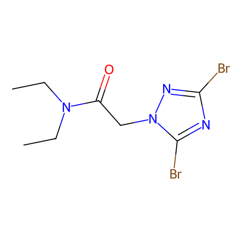 2-(3,5-dibromo-1H-1,2,4-triazol-1-yl)-N,N-diethylacetamide structure