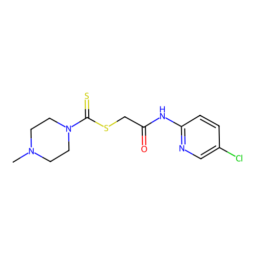 2-((5-Chloropyridin-2-yl)amino)-2-oxoethyl 4-methylpiperazine-1-carbodithioate structure