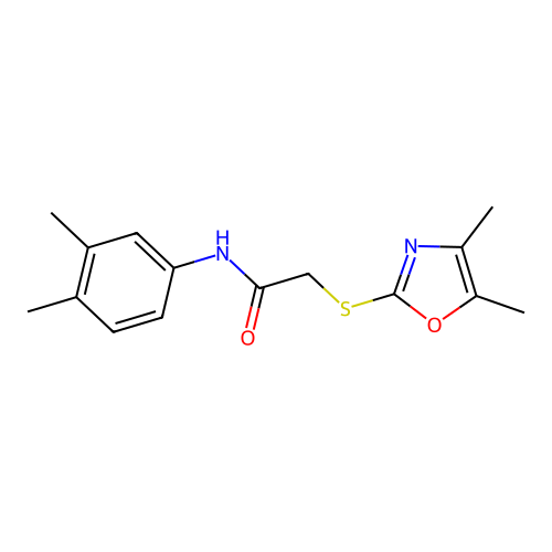 2-[(4,5-dimethyl-1,3-oxazol-2-yl)sulfanyl]-N-(3,4-dimethylphenyl)acetamide structure