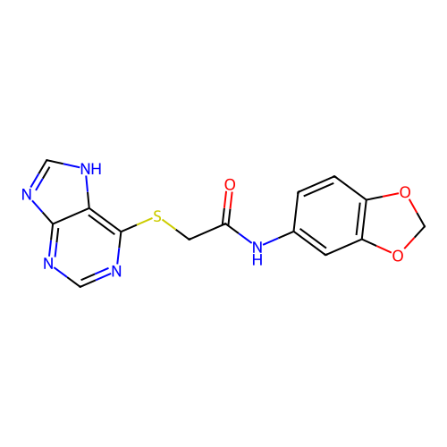 N-(1,3-benzodioxol-5-yl)-2-(9H-purin-6-ylsulfanyl)acetamide structure