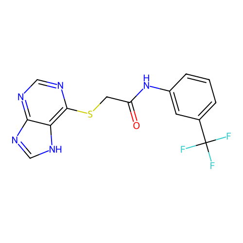 2-(9H-purin-6-ylsulfanyl)-N-[3-(trifluoromethyl)phenyl]acetamide structure