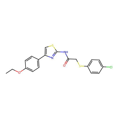 2-((4-chlorophenyl)thio)-N-(4-(4-ethoxyphenyl)thiazol-2-yl)acetamide structure